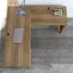 Cottage Grove 60W L Shaped Desk With Storage In Restored Gray - Engineered Wood -CYMAX Sales 2154596 12 L