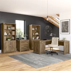 Cottage Grove 60W L Shaped Desk With Storage In Restored Gray - Engineered Wood -CYMAX Sales 2154596 16 L