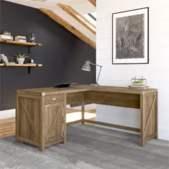 Cottage Grove 60W L Shaped Desk With Storage In Restored Gray - Engineered Wood -CYMAX Sales 2154596 8 L