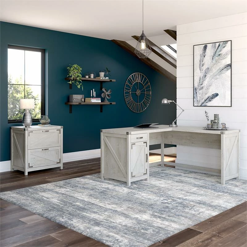 Cottage Grove 60W L Desk With File Cabinet In Restored Gray - Engineered Wood 20 Cottage Grove 60W L Desk With File Cabinet In Restored Gray - Engineered Wood - Image 18