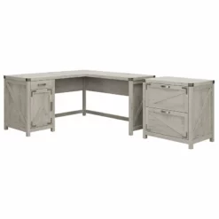 Cottage Grove 60W L Desk With File Cabinet In Restored Gray - Engineered Wood 38 Cottage Grove 60W L Desk With File Cabinet In Restored Gray - Engineered Wood -CYMAX Sales 2154613 L