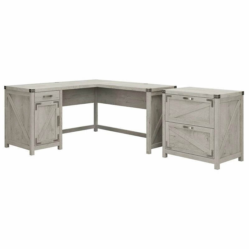 Cottage Grove 60W L Desk With File Cabinet In Restored Gray - Engineered Wood 19 Cottage Grove 60W L Desk With File Cabinet In Restored Gray - Engineered Wood - Image 17