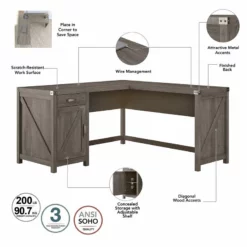 Cottage Grove 60W L Desk With File Cabinet In Restored Gray - Engineered Wood 24 Cottage Grove 60W L Desk With File Cabinet In Restored Gray - Engineered Wood -CYMAX Sales 2154615 2 L