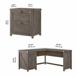 Cottage Grove 60W L Desk With File Cabinet In Restored Gray - Engineered Wood 27 Cottage Grove 60W L Desk With File Cabinet In Restored Gray - Engineered Wood -CYMAX Sales 2154615 5 L