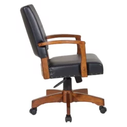 Deluxe Wood Bankers Chair In Black Faux Leather -CYMAX Sales 2155702 2 L