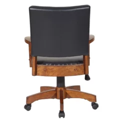 Deluxe Wood Bankers Chair In Black Faux Leather -CYMAX Sales 2155702 3 L