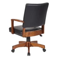 Deluxe Wood Bankers Chair In Black Faux Leather -CYMAX Sales 2155702 4 L