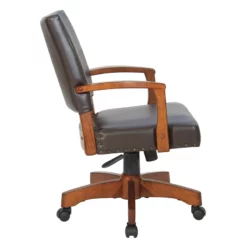Deluxe Wood Bankers Chair In Black Faux Leather -CYMAX Sales 2155703 2 L