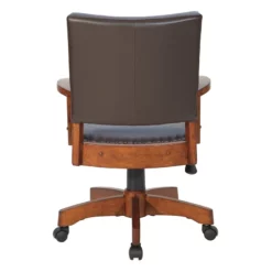 Deluxe Wood Bankers Chair In Black Faux Leather -CYMAX Sales 2155703 3 L