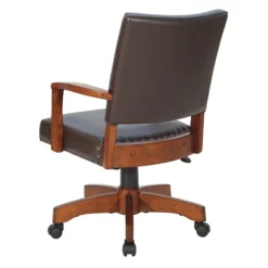 Deluxe Wood Bankers Chair In Black Faux Leather -CYMAX Sales 2155703 4 L