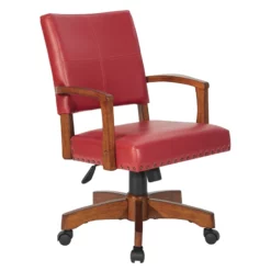 Deluxe Wood Bankers Chair In Black Faux Leather