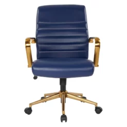 Mid-Back White Faux Leather Chair With Gold Finish Arms And Base K/D -CYMAX Sales 2157918 2 L