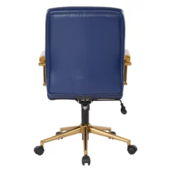 Mid-Back White Faux Leather Chair With Gold Finish Arms And Base K/D -CYMAX Sales 2157918 4 L