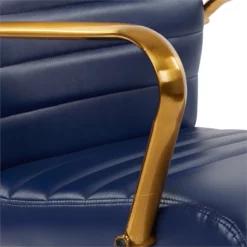 Mid-Back White Faux Leather Chair With Gold Finish Arms And Base K/D -CYMAX Sales 2157918 6 L