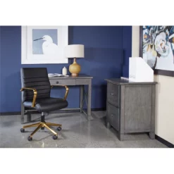 Mid-Back White Faux Leather Chair With Gold Finish Arms And Base K/D -CYMAX Sales 2157919 1 L