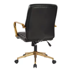 Mid-Back White Faux Leather Chair With Gold Finish Arms And Base K/D -CYMAX Sales 2157919 5 L