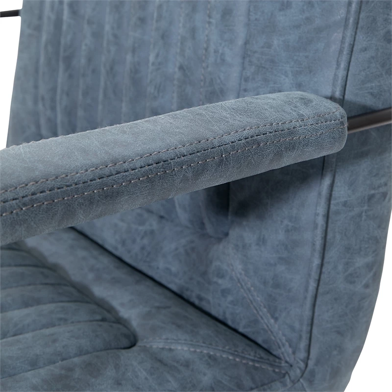 GT Chair In Navy Faux Leather With Black Sled Base 7 GT Chair In Navy Faux Leather With Black Sled Base - Image 5