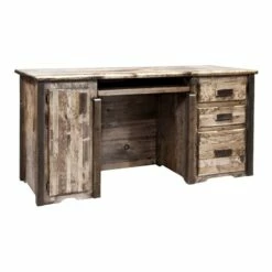 Montana Woodworks Homestead Transitional Wood Computer Desk In Brown Lacquered