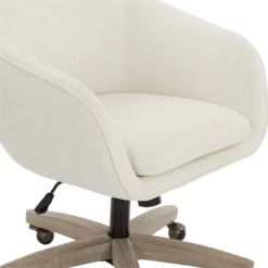 Nora Office Chair In Linen Cream Fabric With Gray Brush Wood Base KD 39 Nora Office Chair In Linen Cream Fabric With Gray Brush Wood Base KD -CYMAX Sales 2162550 5 L