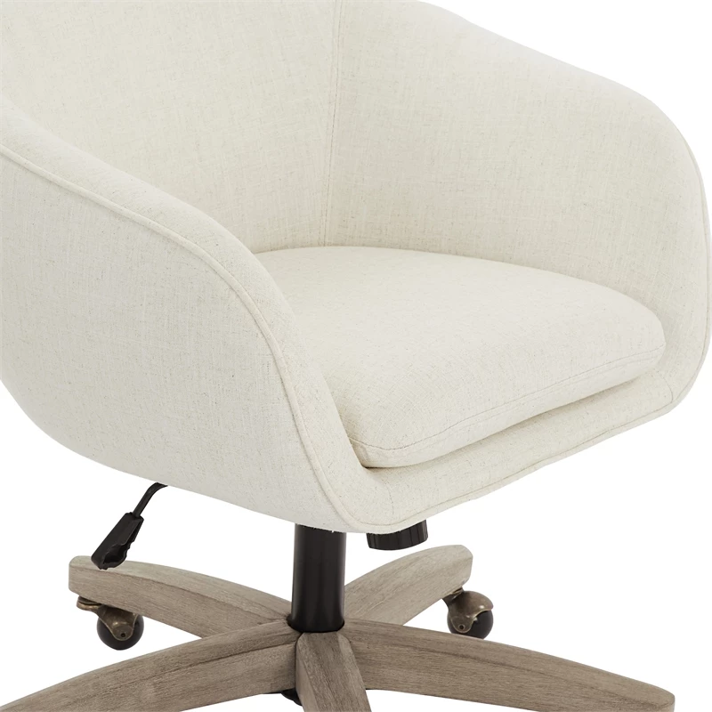 Nora Office Chair In Linen Cream Fabric With Gray Brush Wood Base KD 21 Nora Office Chair In Linen Cream Fabric With Gray Brush Wood Base KD - Image 19