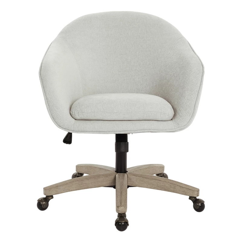 Nora Office Chair In Linen Cream Fabric With Gray Brush Wood Base KD 4 Nora Office Chair In Linen Cream Fabric With Gray Brush Wood Base KD - Image 2