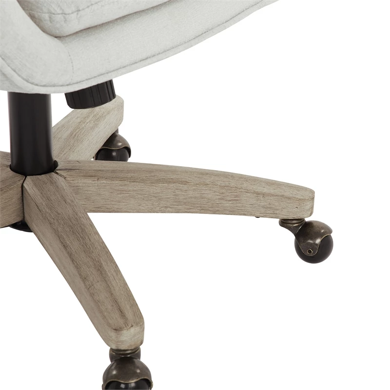 Nora Office Chair In Linen Cream Fabric With Gray Brush Wood Base KD 9 Nora Office Chair In Linen Cream Fabric With Gray Brush Wood Base KD - Image 7