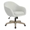 Nora Office Chair In Linen Cream Fabric With Gray Brush Wood Base KD