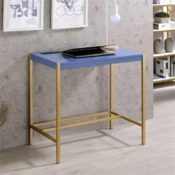 Furniture Of America Grae Wood Writing Desk With USB Port In Pink -CYMAX Sales 2162745 1 L