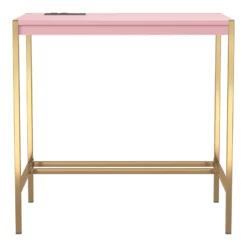 Furniture Of America Grae Wood Writing Desk With USB Port In Pink