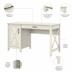 Key West 54W Computer Desk With Storage In Washed Gray - Engineered Wood -CYMAX Sales 2163751 10 L