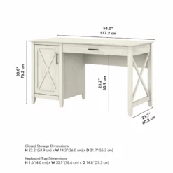 Key West 54W Computer Desk With Storage In Linen White Oak - Engineered Wood -CYMAX Sales 2163751 11 L 2