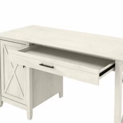 Key West 54W Computer Desk With Storage In Linen White Oak - Engineered Wood -CYMAX Sales 2163751 12 L 2