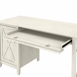 Key West 54W Computer Desk With Storage In Linen White Oak - Engineered Wood -CYMAX Sales 2163751 13 L 2