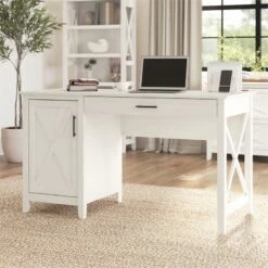 Key West 54W Computer Desk With Storage In Washed Gray - Engineered Wood -CYMAX Sales 2163751 8 L