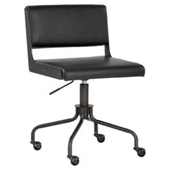 Sunpan Davis 20.5-24.5" Modern Faux Leather Office Chair In Dark Bronze/Black