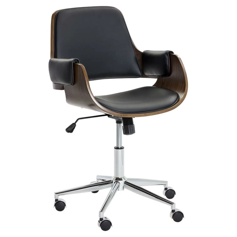 Sunpan Kellan 19-24" Modern Faux Leather Office Chair In Black 3 Sunpan Kellan 19-24" Modern Faux Leather Office Chair In Black