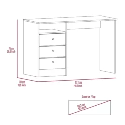 TUHOME Andalucia 3 Drawer Computer Desk Manufactured Wood Desks In Gray -CYMAX Sales 2170401 4 L