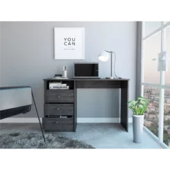 TUHOME Andalucia 3 Drawer Computer Desk Manufactured Wood Desks In Gray -CYMAX Sales 2170401 7 L