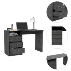 TUHOME Andalucia 3 Drawer Computer Desk Manufactured Wood Desks In Gray -CYMAX Sales 2170401 8 L