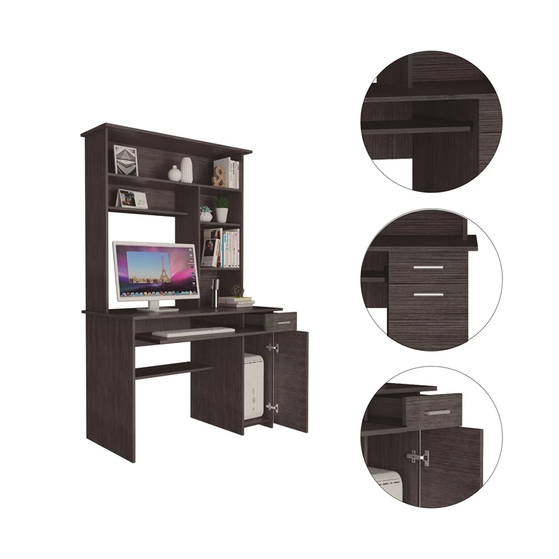 TUHOME Compu 180 Hutch Desk Engineered Wood Desks In Black 16 TUHOME Compu 180 Hutch Desk Engineered Wood Desks In Black - Image 14