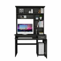 TUHOME Compu 180 Hutch Desk Engineered Wood Desks In Black 37 TUHOME Compu 180 Hutch Desk Engineered Wood Desks In Black -CYMAX Sales 2170414 7 L
