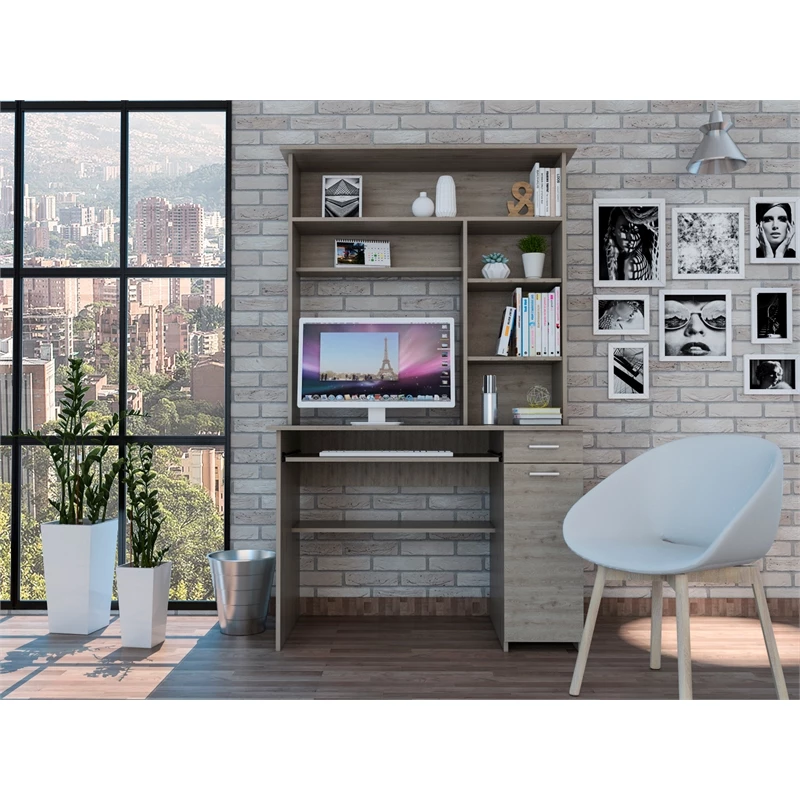 TUHOME Compu 180 Hutch Desk Engineered Wood Desks In Black 6 TUHOME Compu 180 Hutch Desk Engineered Wood Desks In Black - Image 4