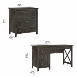 Key West Computer Desk With Lateral File Cabinet In Dark Gray - Engineered Wood -CYMAX Sales 2171248 5 L
