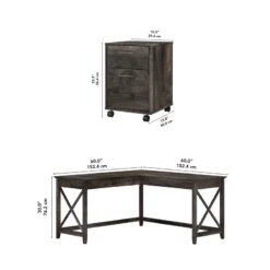 Key West L Shaped Desk With Lateral File Cabinet In Dark Gray - Engineered Wood -CYMAX Sales 2171252 10 L