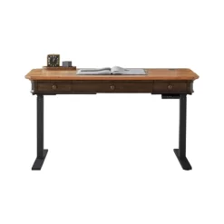 Executive Electric Sit Stand Desk With Solid Wood Plank Top Brown -CYMAX Sales 2172890 11 L