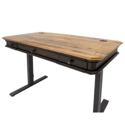 Executive Electric Sit Stand Desk With Solid Wood Plank Top Brown -CYMAX Sales 2172890 15 L
