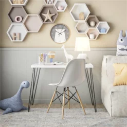 Altra Furniture Owen Retro Desk In Espresso With Teal Metal Legs -CYMAX Sales 2175918 5 L