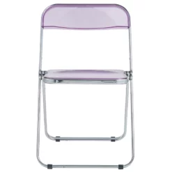LeisureMod Lawrence Acrylic Folding Chair With Metal Frame In Clear 40 LeisureMod Lawrence Acrylic Folding Chair With Metal Frame In Clear -CYMAX Sales 2183717 2 L