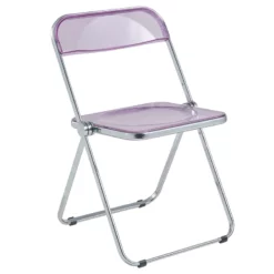 LeisureMod Lawrence Acrylic Folding Chair With Metal Frame In Clear 38 LeisureMod Lawrence Acrylic Folding Chair With Metal Frame In Clear -CYMAX Sales 2183717 L