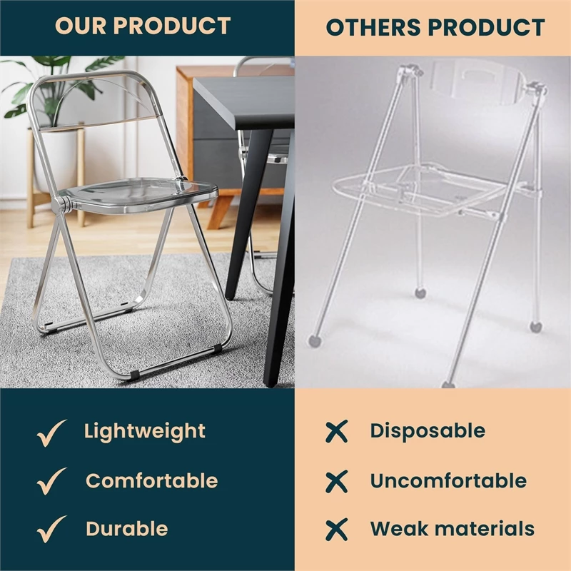 LeisureMod Lawrence Acrylic Folding Chair With Metal Frame In Clear 16 LeisureMod Lawrence Acrylic Folding Chair With Metal Frame In Clear - Image 14